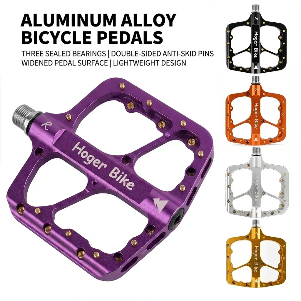 

Педали для горных велосипедов HOGER с тремя герметичными подшипниками — нескользящие расширенные педали из алюминиевого сплава MTB, аксессуары для велосипеда