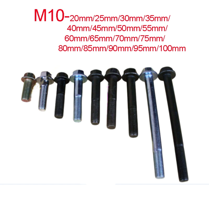 

M10x20mm/25mm/30mm/35mm/40mm/45mm/50mm/55mm/60mm/65mm/70mm/75mm Engine Bolt Stud Metal Screw Hardware for Motorcycle E-Bike Car