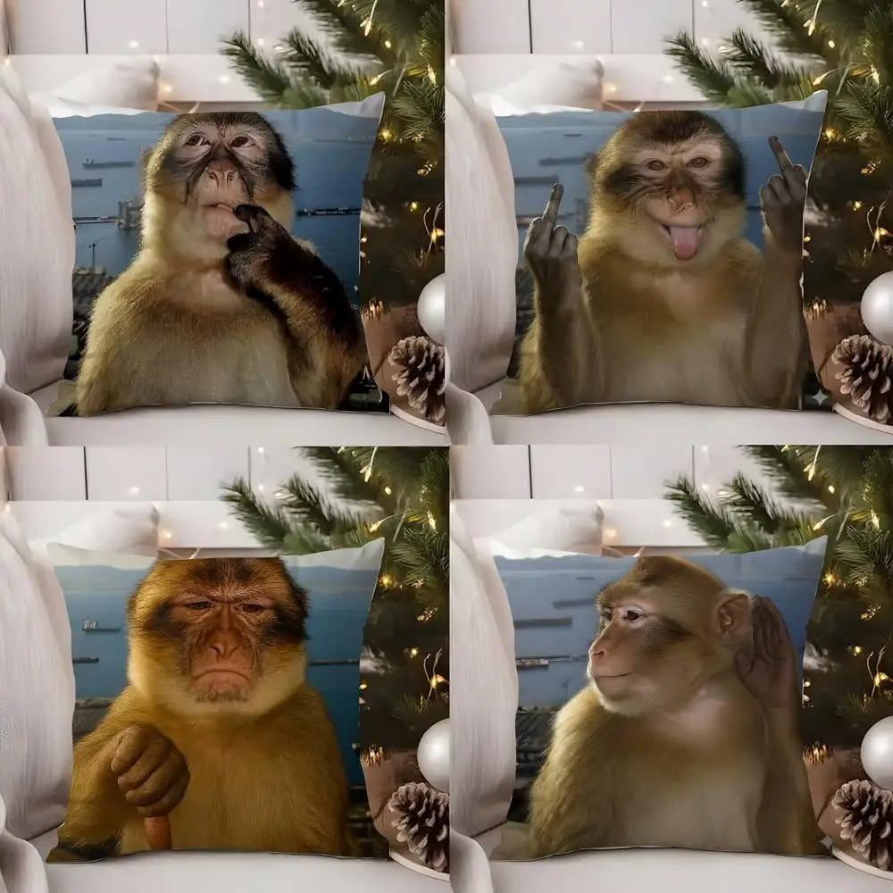 

Забавная наволочка с принтом обезьянки, коротковорсовая, с двусторонним принтом, квадратная, для дивана, домашний декор