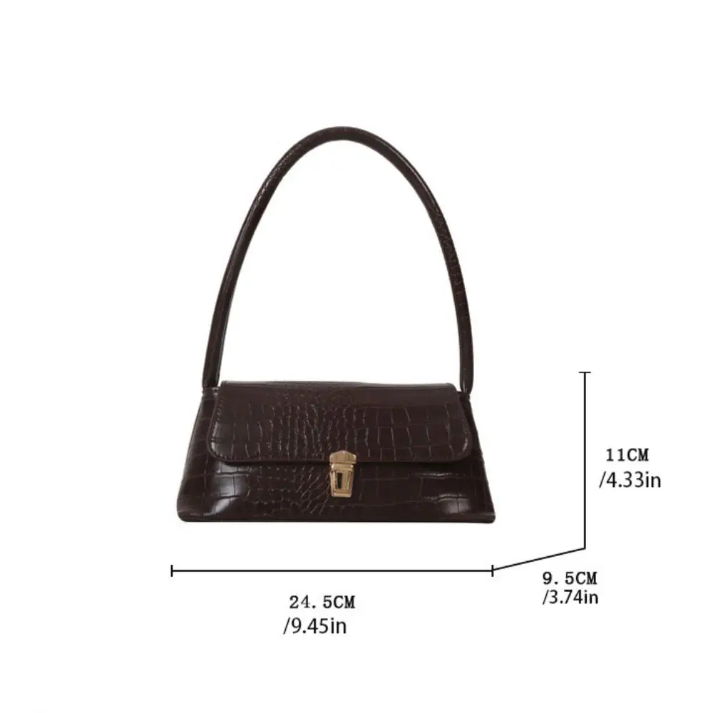 خمر حجر نمط تحت الإبط حقيبة يد سعة كبيرة بولي Leather حقيبة كتف جلدية موضة النمط الفرنسي مستطيل حقيبة الإبط