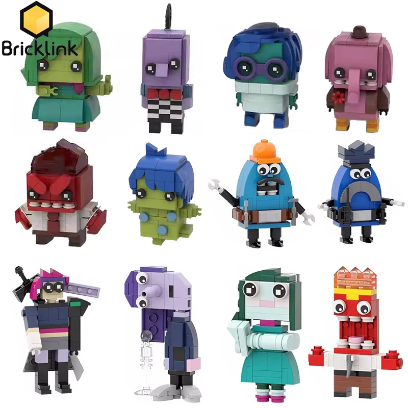 

Bricklink MOC 40749 Inside Anime Figures Joy Sadness Anger Fear Disgust Bing Bong Brickheadz Sets Building Blocks Kid Toys Gift