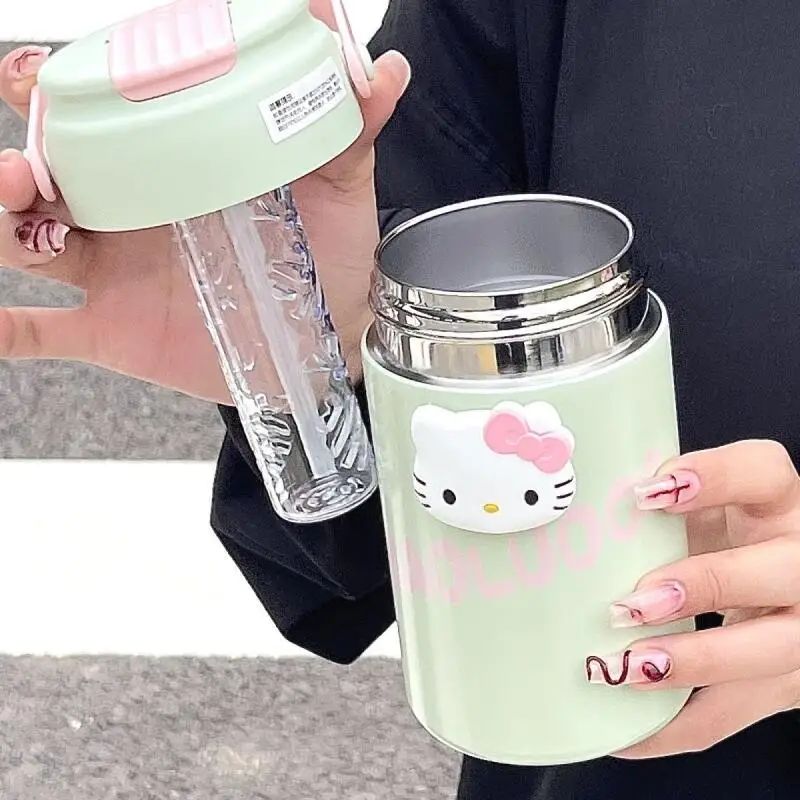 

Sanrios Kawaii Thermal Cup Hello Kittys Student Thermal Water Bottle Large Capacity Portable New Style Simple Birthday Present