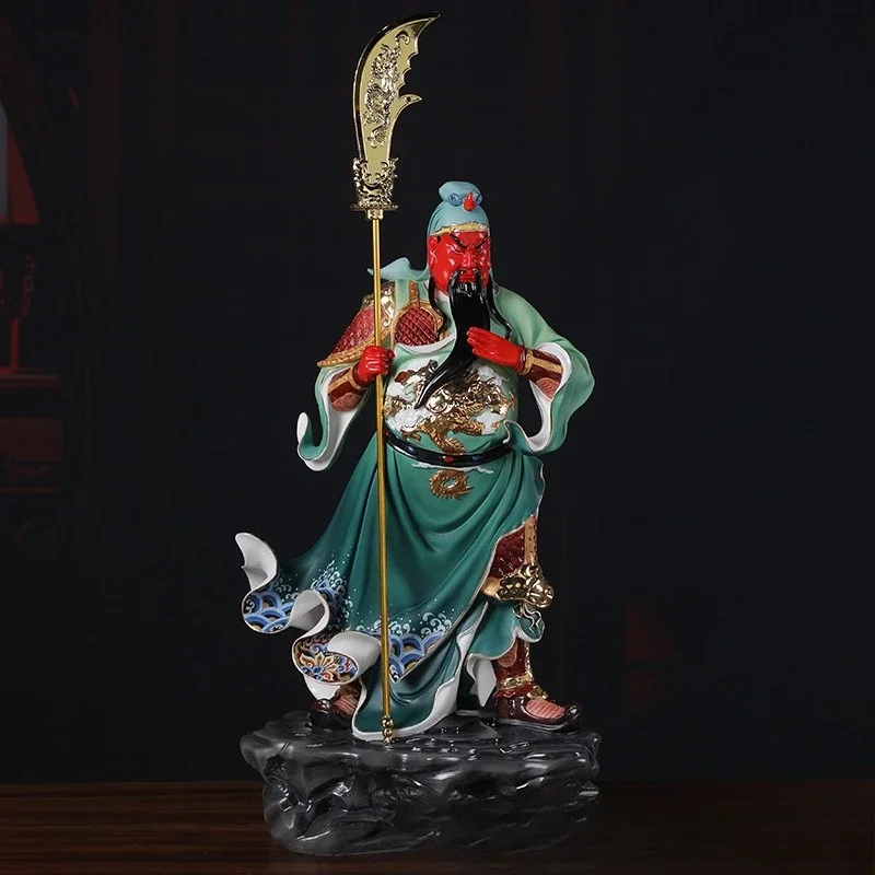 Ceramic Guan Gong statue is dedicated to the God of Fortune, and the ceramic ornament of the town house