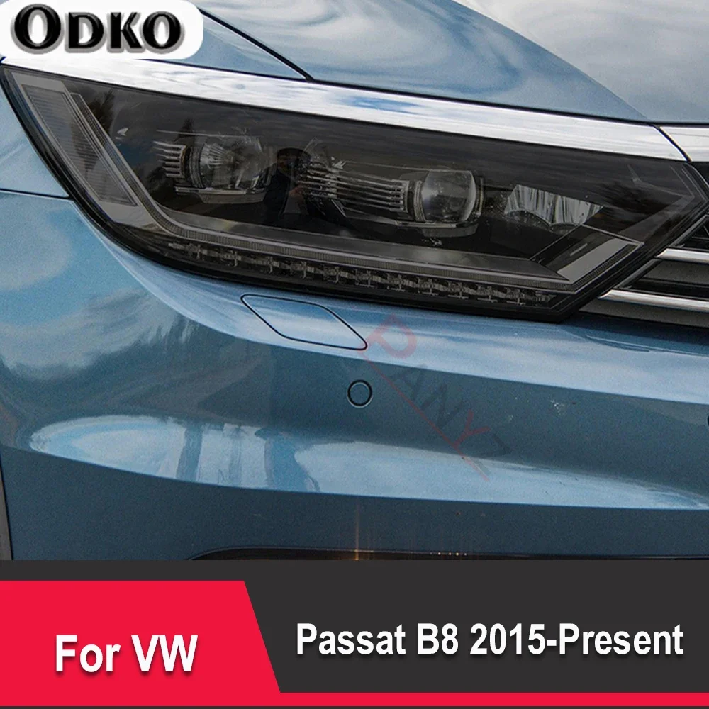 

Защитная пленка для автомобильных фар Volkswagen VW Passat B8, 2015 г., Прозрачная черная наклейка из ТПУ для восстановления фар