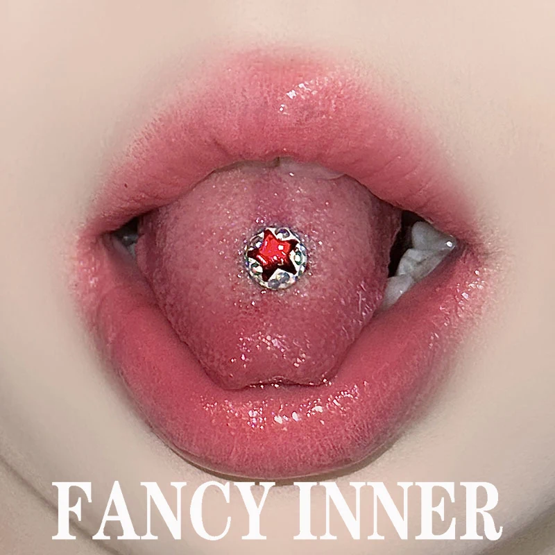 2025 New Star Tongue Stud Bone Stud Resin Cute Ins Shining Rhinestone Cool Tongue Rings Piercing Jewelry