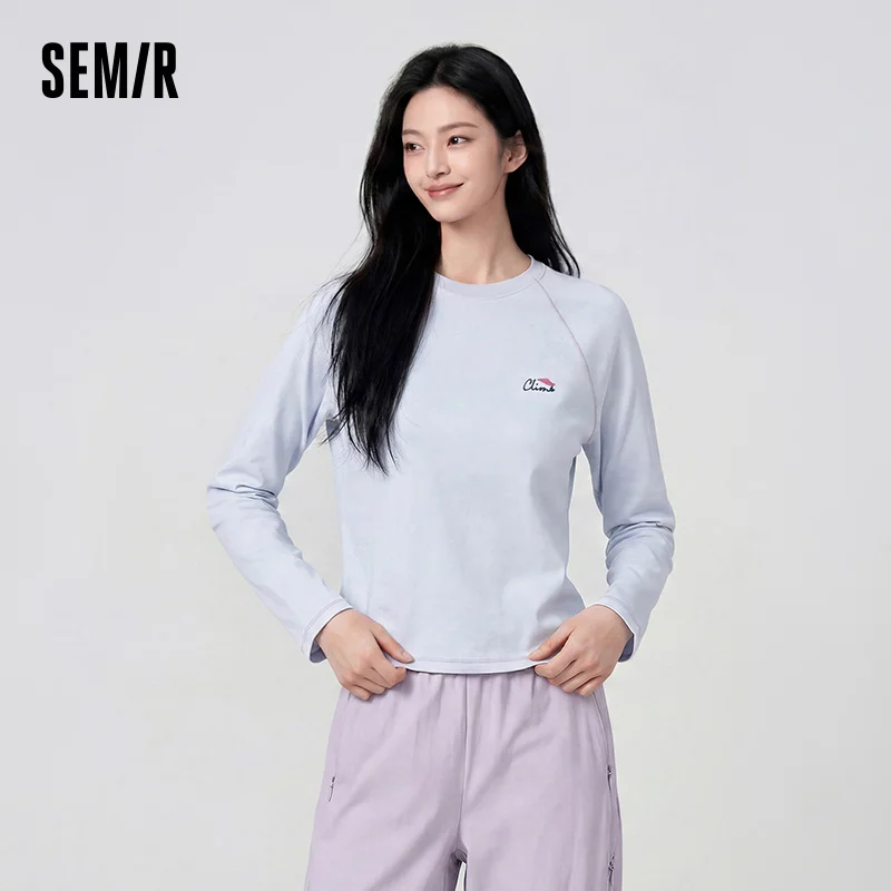 Semir Women Tshirt Long Sleeve Raglan Moisture Wicking Quick Dry Slim Outdoor Sport Autumn Top Street Wear 2026