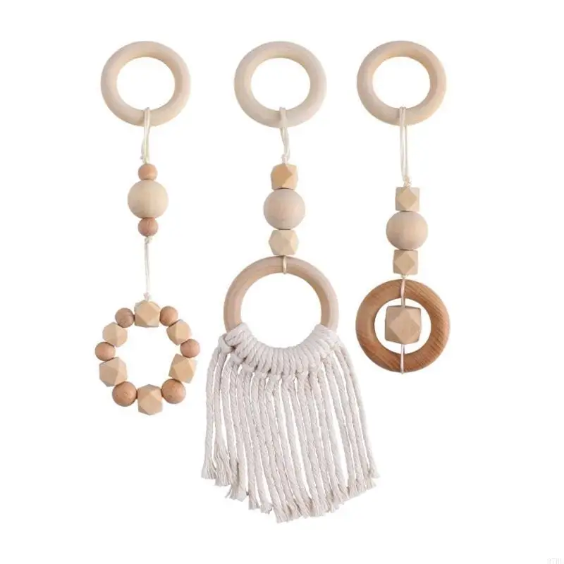 97BE 3 sztuk/zestaw Nordic Baby Gym ramka wisiorki dekoracja pokoju dziecięcego prezenty drewniany wieszak na ubrania wiszące do