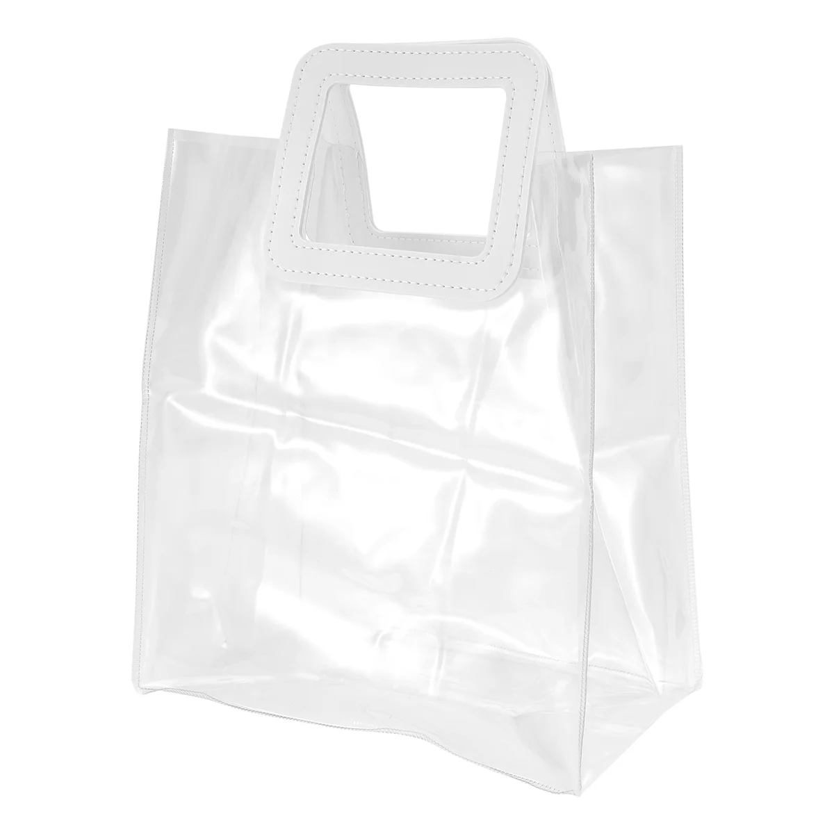 FZFZ 透明トートバッグ PVC プラスチックハンドキャリーゼリーバッグ ハンドギフトバッグ付き 花束包装トートバッグ (S)