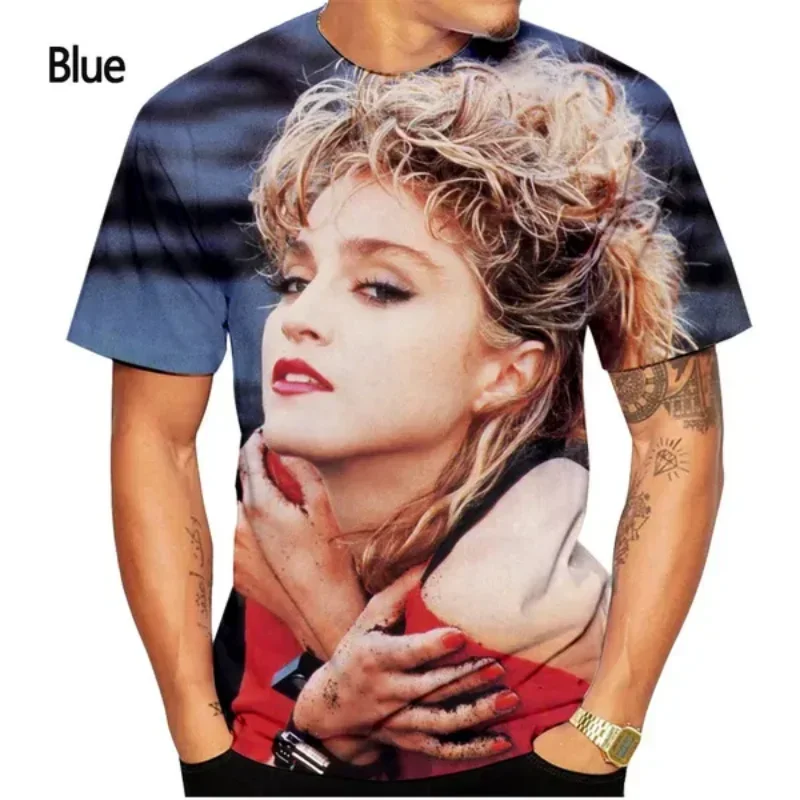 Fashion Men Clothing Pop Female Singer Madonna 3D Print T-shirt Personality Hip Hop Harajuku Street Unisex Oversized T Shirt