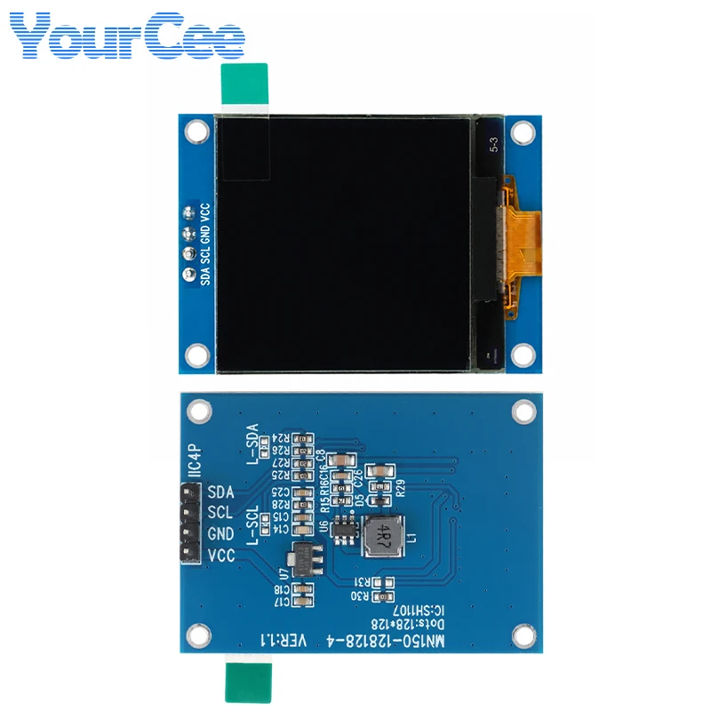 1,5-calowy moduł wyświetlacza OLED LCD 1,5" z sterownikiem SH1107, ekran z portem szeregowym 128*128 128x128, biały ekran bez obudowy — zdjęcie produktu 4