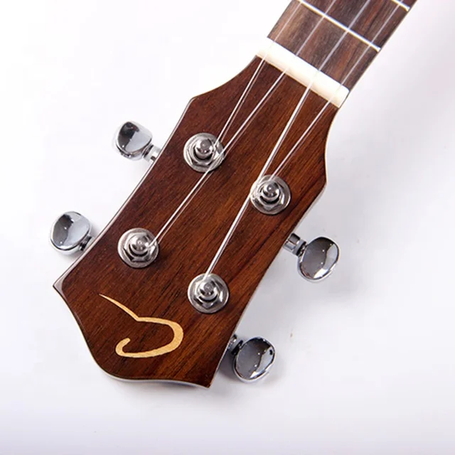 New Design 4 Nylon Carbon Strings 23 Inch Concert Solid Mahogany Top Brown Ukulele With Fingerboard Colorful Stone Inlay Design