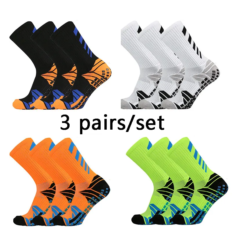 3 pairs heel X non-slip soccer socks Men wome non-slip football basketball sports grip socks 38-45 calcetines hombre futbol