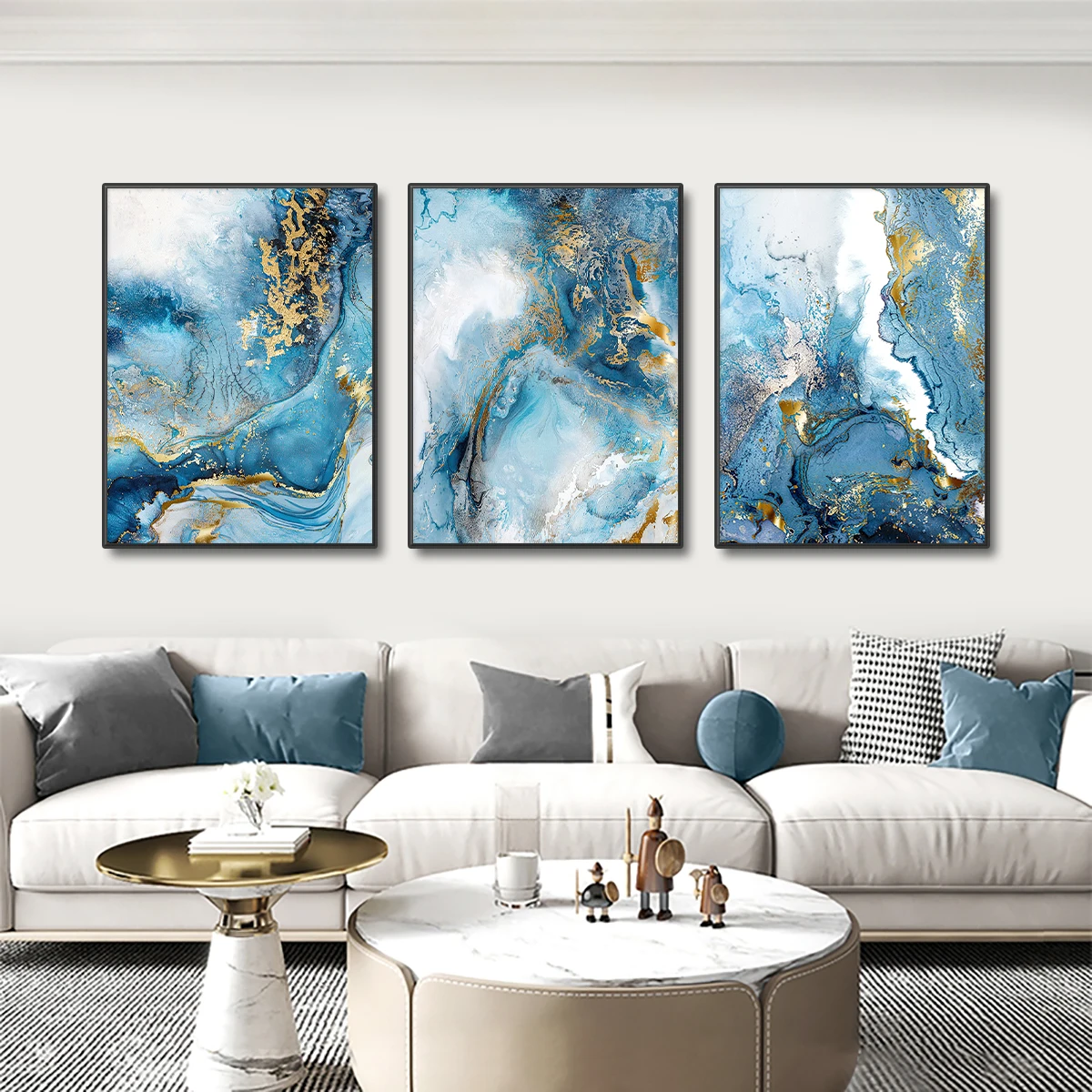 Teal Gold Abstract Wall Art: The Perfect Blend of Luxury and Modern Minimalism for Your Living Space