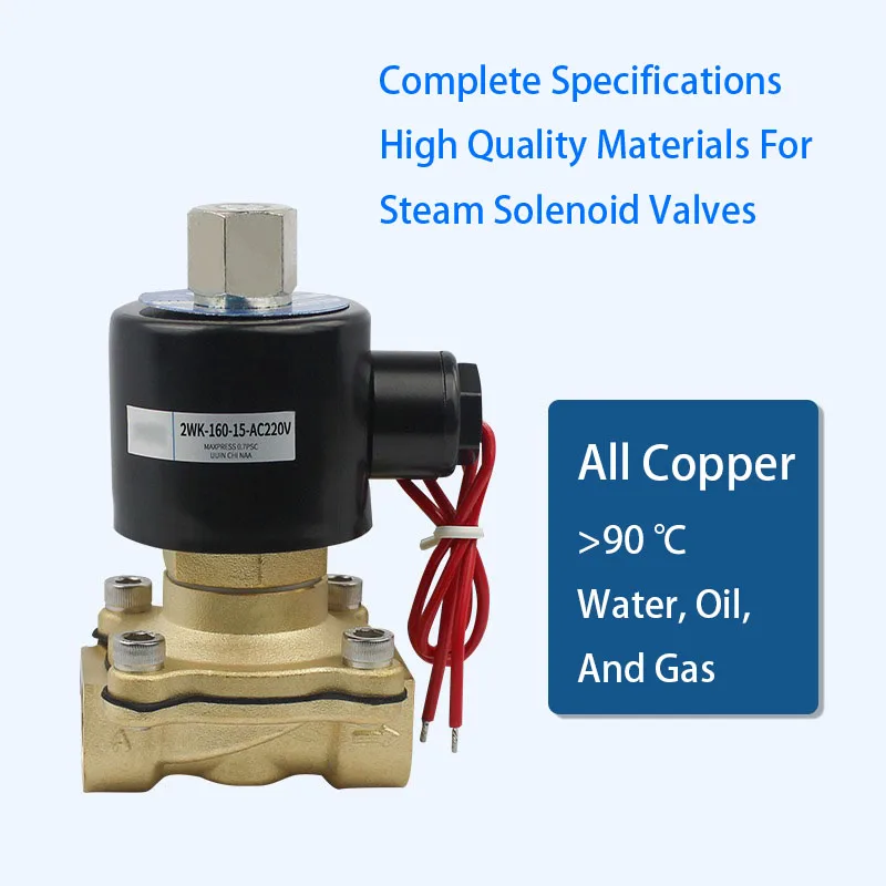 Électrovanne 2WK Normally Open All Brass Solenoid Valve AC220V/DC24V Water Valve 1/2 1/4 1/8 3/8 1 Inch/1.2 Inch/2 Inch Pneumatique — détail 1