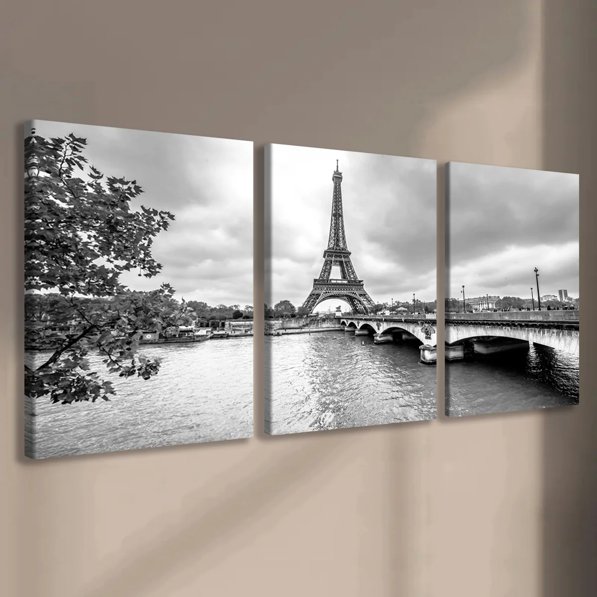 3pcs Wooden Framed Canvas, City Landscape Poster, Fantasy Decorations, Frame Painting, Modern Art, Canvas, Perfect Gift for F