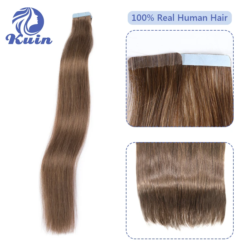 Straight Tape In Hair Extensions Human Hair Double Sided Adhesive 2.5g/pc 20pcs/pack Tape In Hair Natural Seamless Skin Weft image 6