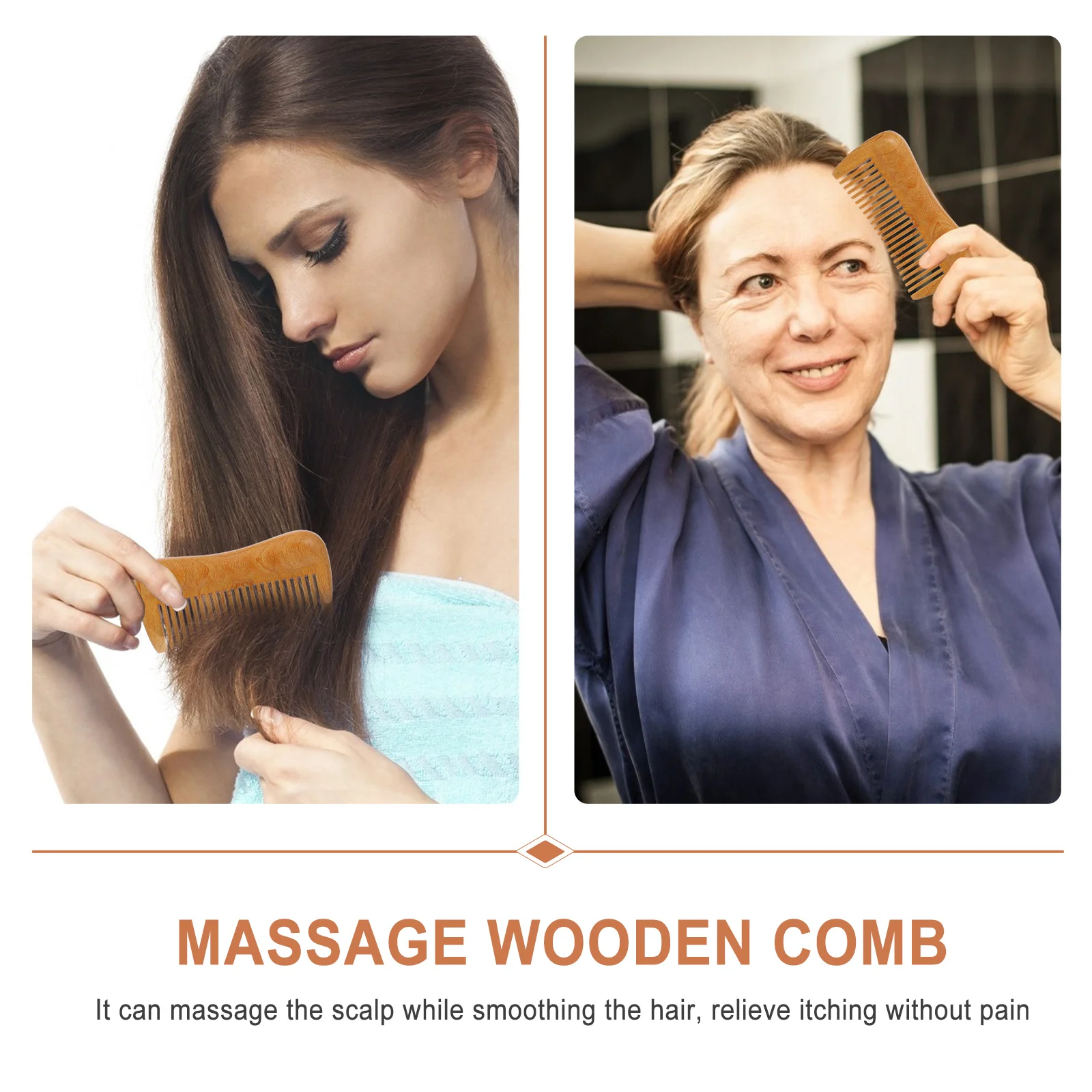 

1 шт., массажная расческа с мелкими зубьями, деревянный многоцелевой домашний парикмахерский инструмент, прочный ретро, гладкая ручка, практичный подарок