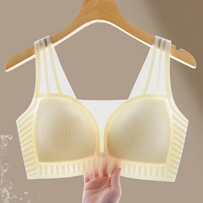 

Jelly Glue Soft Support Women Underwear Vest Style Lightweight Seamless One-piece Perforated & Full Cup Strapless Bra For Summer