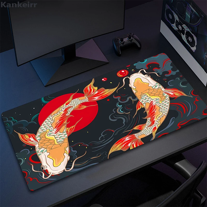 Chinese Style Gaming Mouse Pad illustration Fish Mousepads Desk Mat Keyboard Pad Large Dragon Carpet Computer Table Mat Mousepad