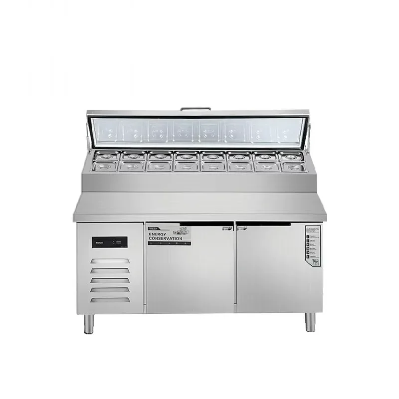 for Commercial Professional Stainless Steel Display Refrigerator Salad Table Pizza Bar Preparation Table