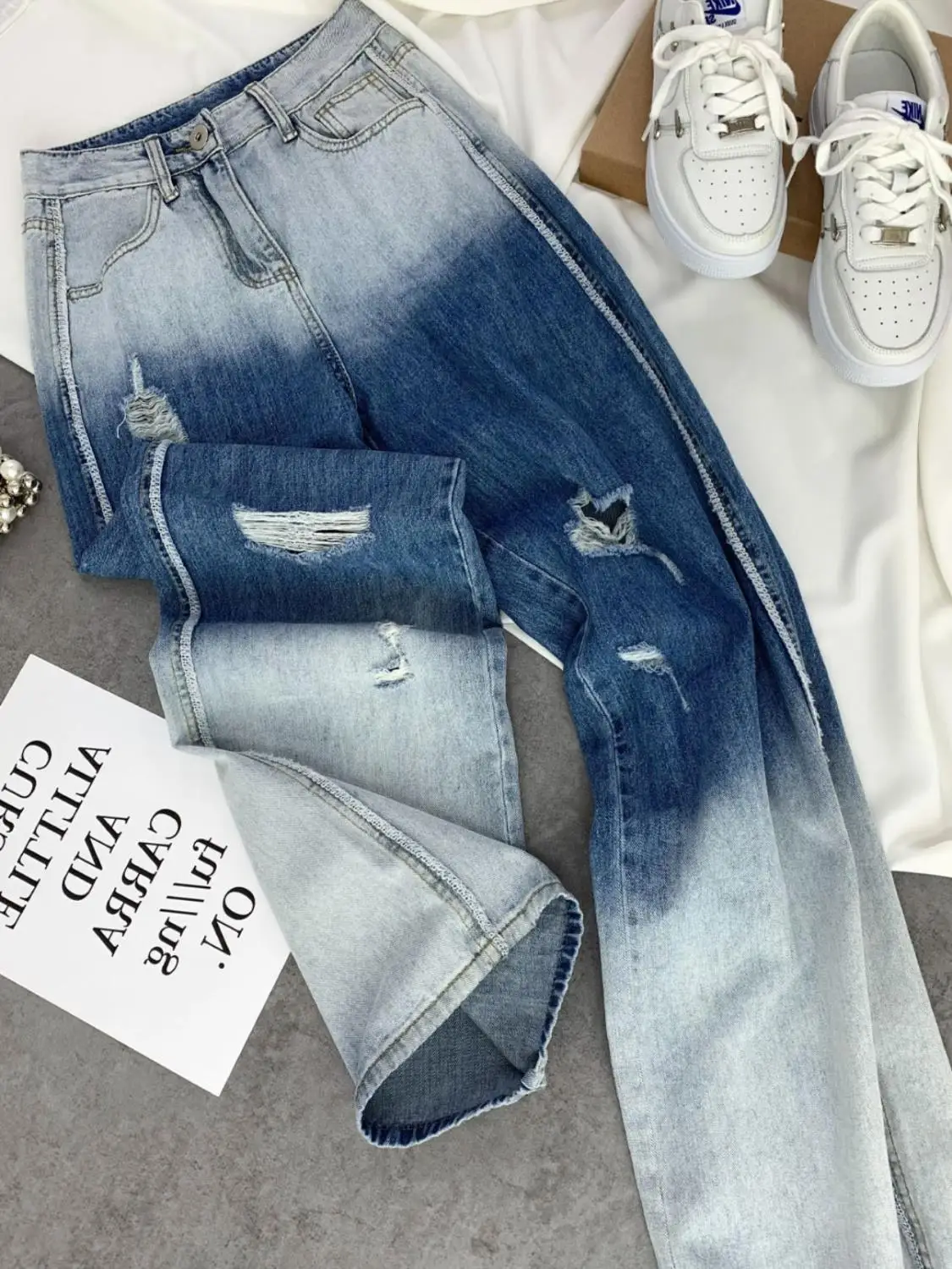 

Мужские джинсы в американском ретро-стиле с широкими штанинами, высокой талией, прямые, свободные, повседневные, в пол, износостойкие, с микроэластаном