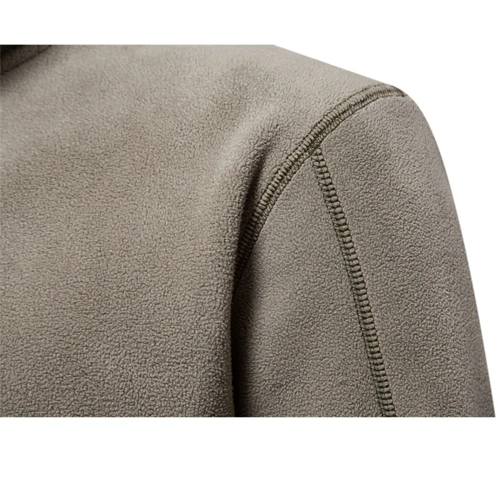 New Winter Sweatshirts for Men Solid Color Thicken Warm Jacket Zipper Neck Pullover Sweatshirt Quality Fleece Men's Colthing