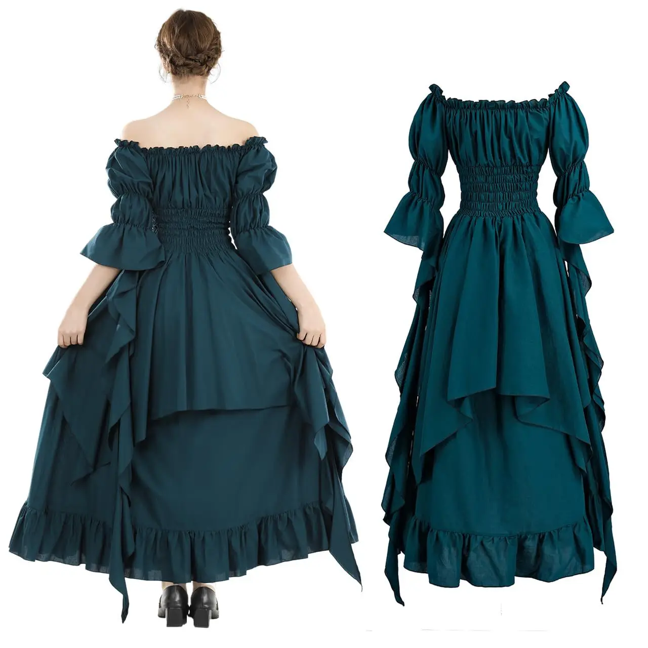 Costume di Halloween, abito retrò medievale rinascimentale, abito da strega gotico da donna, costume di scena