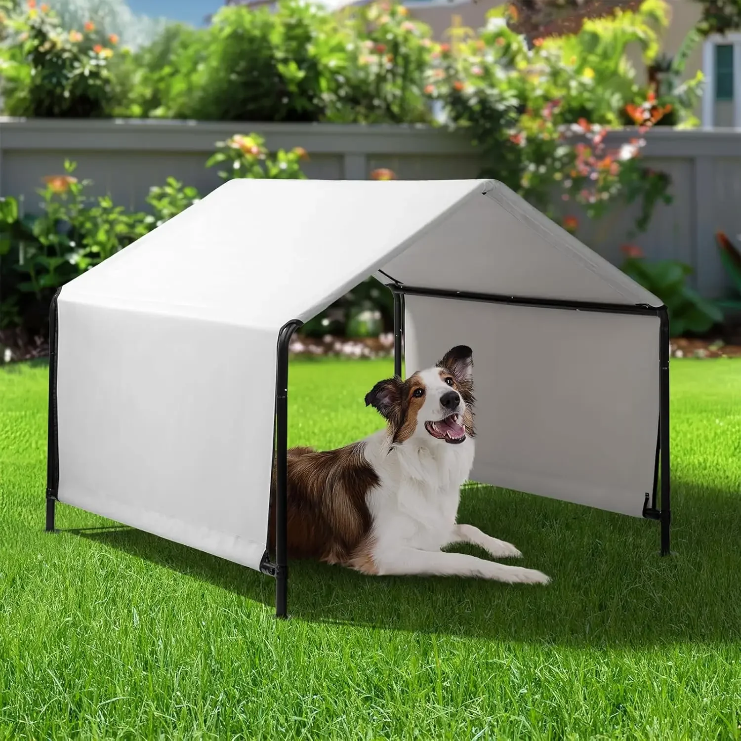 Dog Shade Shelter Outdoor Tent for Large Medium Dogs, 4'x4'x3.3' Dog Canopy Outside Sun Rain Pet House