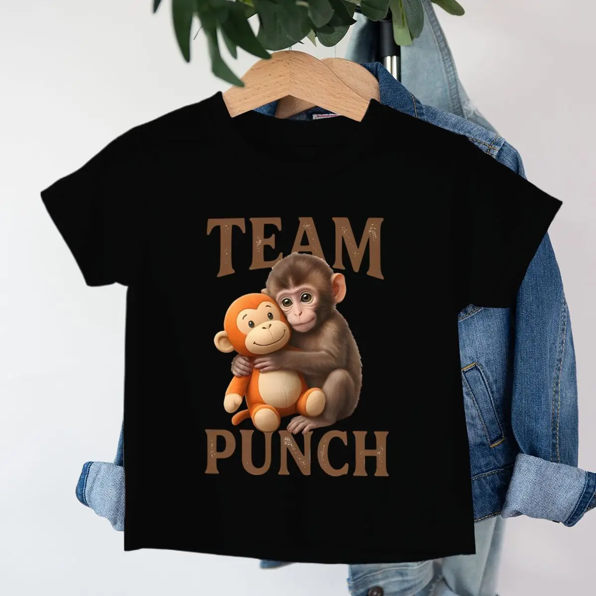 Baby Monkey Punch Team Punch Kids T-shirts Casual Family Matching Clothing Short Sleeve Round Neck Boys Girls Monkey Punch Tops