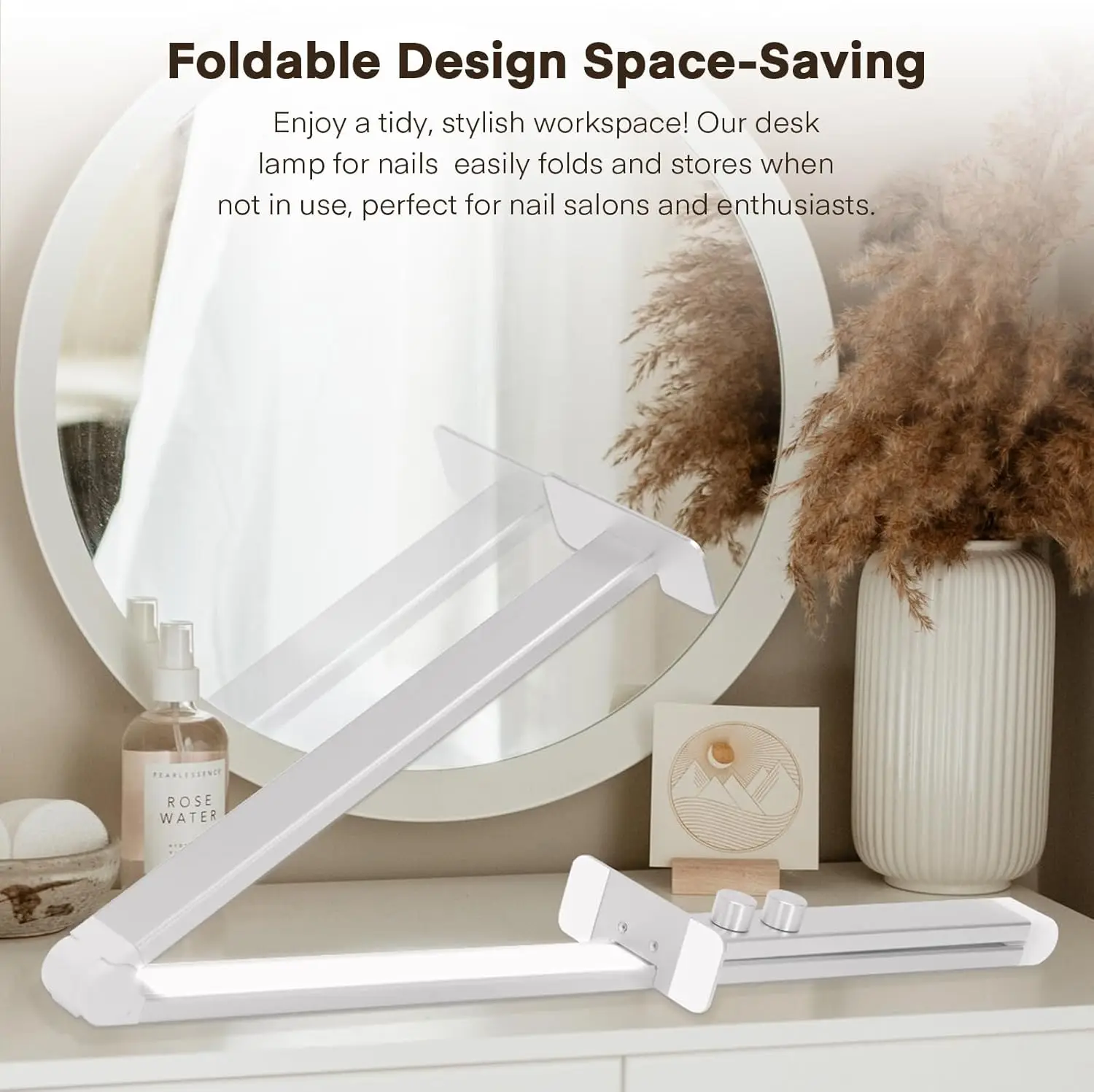 Half Moon Lamp 36W Square Foldable Nail Desk Lamp for Desk 33inch LED Nail Tech Lamp for Eyelash Extension, Tattoo, Eyebrows