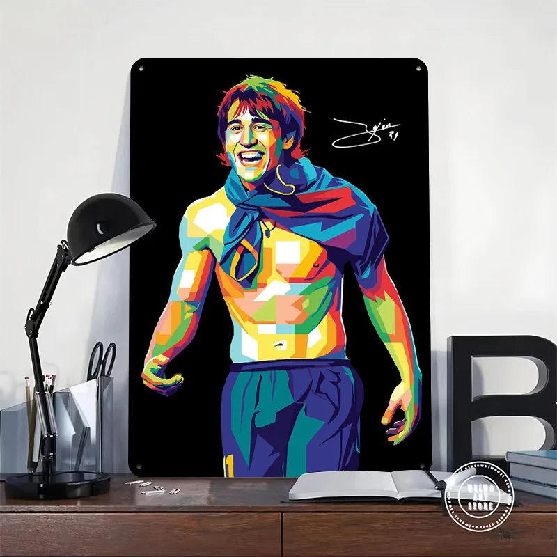 Bojan Krkic Colorful Football Player Pop Art Personalized 3D Textured Metal Poster Wall Art Tinplate Sign for Decoration Gaming