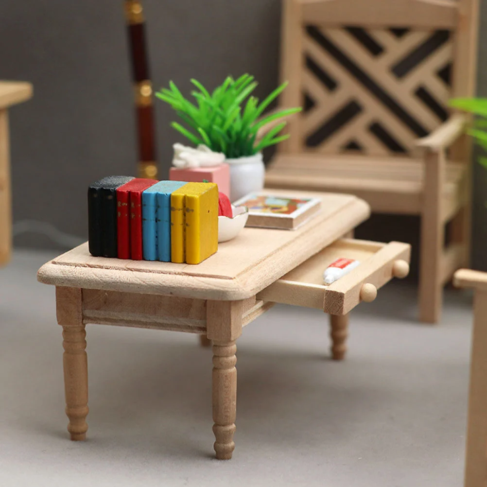 Plain Blank Coffee Table Desk Mini Wooden Tea Uncolored Small Toy Room End Model Decor House Adorn Child