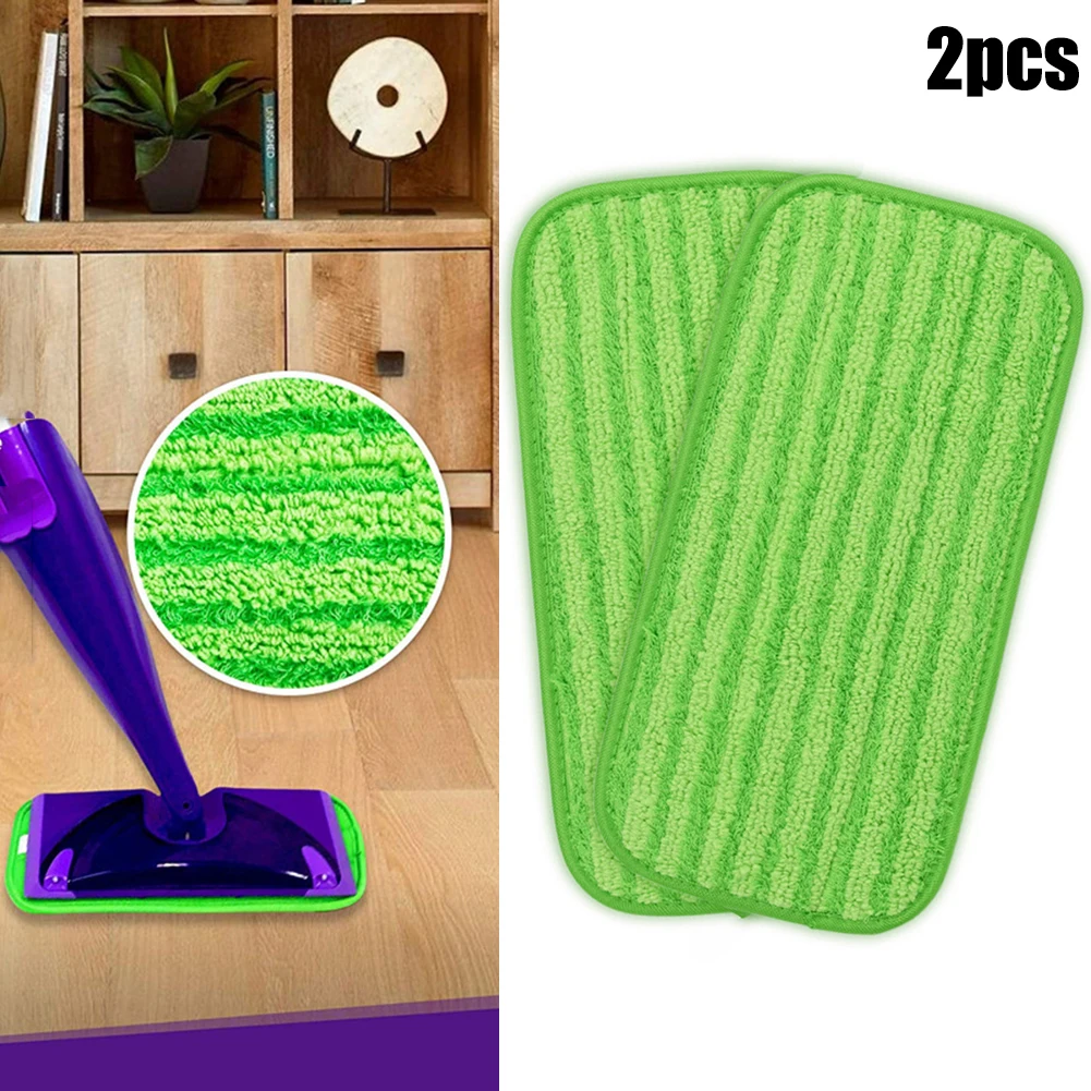 2 Pack Microfiber Reusable Mop Pads Thickened For Swiffer Wet Jet 12 Inch Green Mop Cleaning Pad For Home Kitchen Bathroom