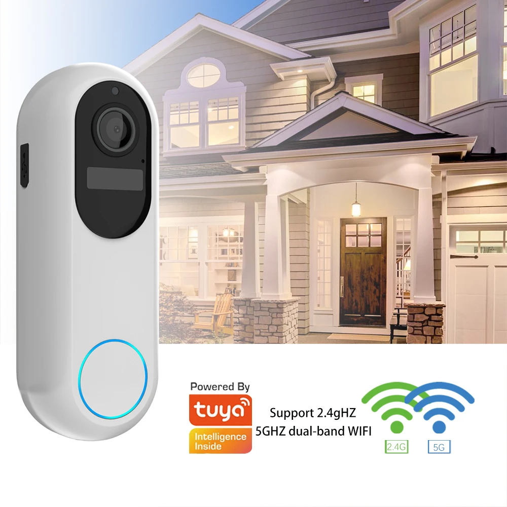 

Tuya Smart Video Doorbell Waterproof Night Vision Home Security 1080P FHD Camera Digital Visual Intercom 2.4GHz 5GHz WIFI