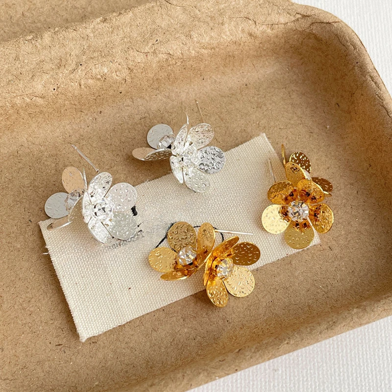 Fashion Jewelry Luxury Sweet Korean Temperament  Double Floral Earrings For Women Female Gifts Simply Design Accessories