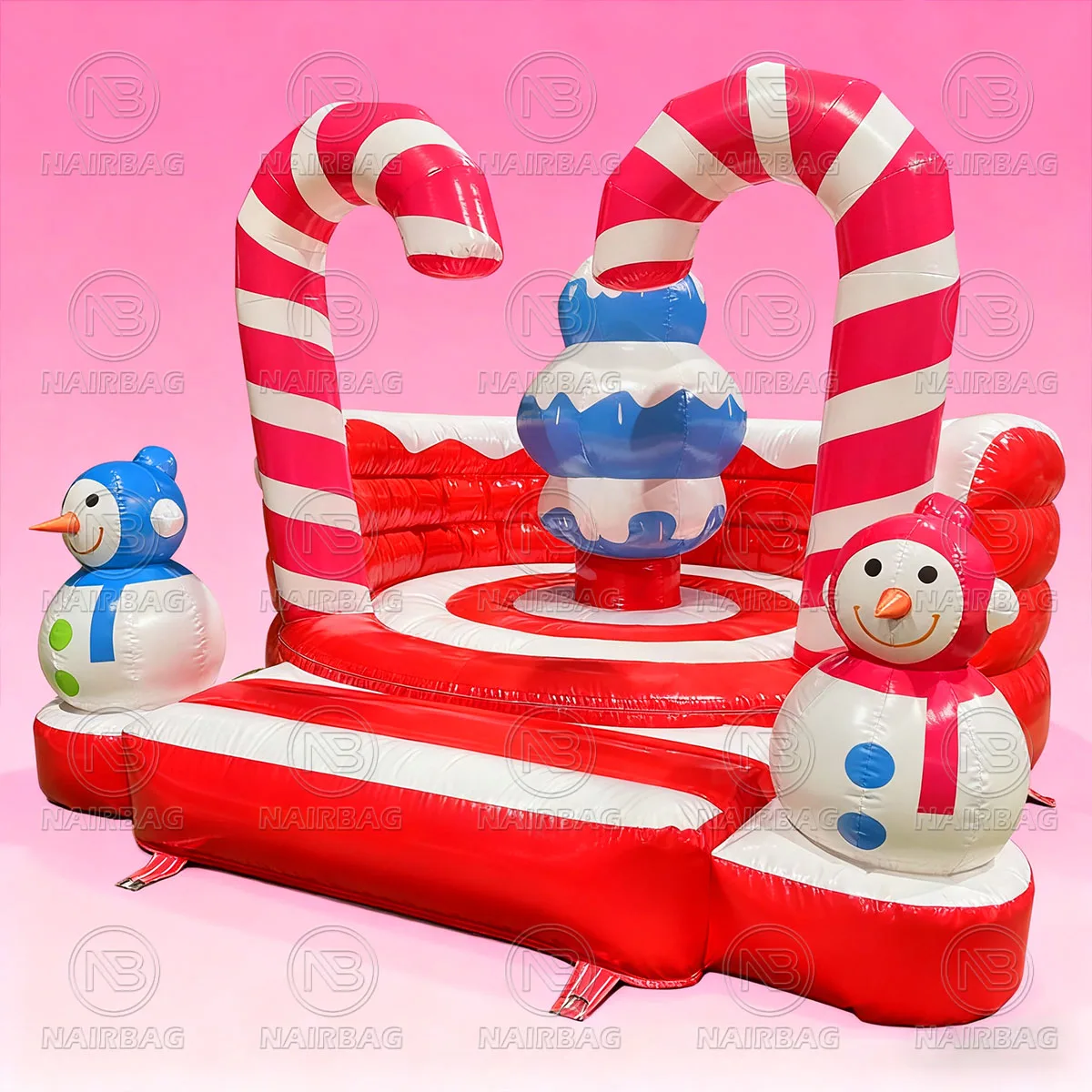 Christmas Inflatable Bouncer Candy Cane Bouncy Castle Indoor Outdoor Fun Game Blow Up Bounce House Trampoline for Kids 4mx4m