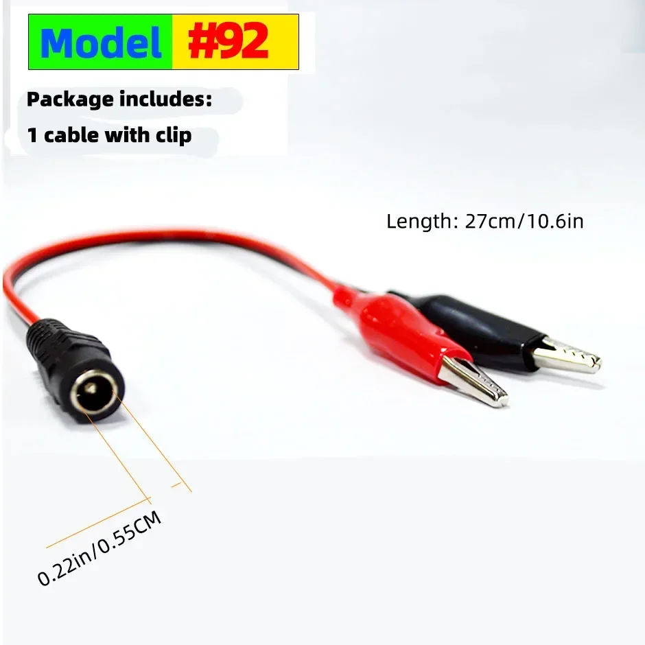 Alligator Clip To DC Power Plug Connector Adapter Plug 25CM Test Leads Wire DC 5.5*2.1mm Clips Crocodile Male Female Connect