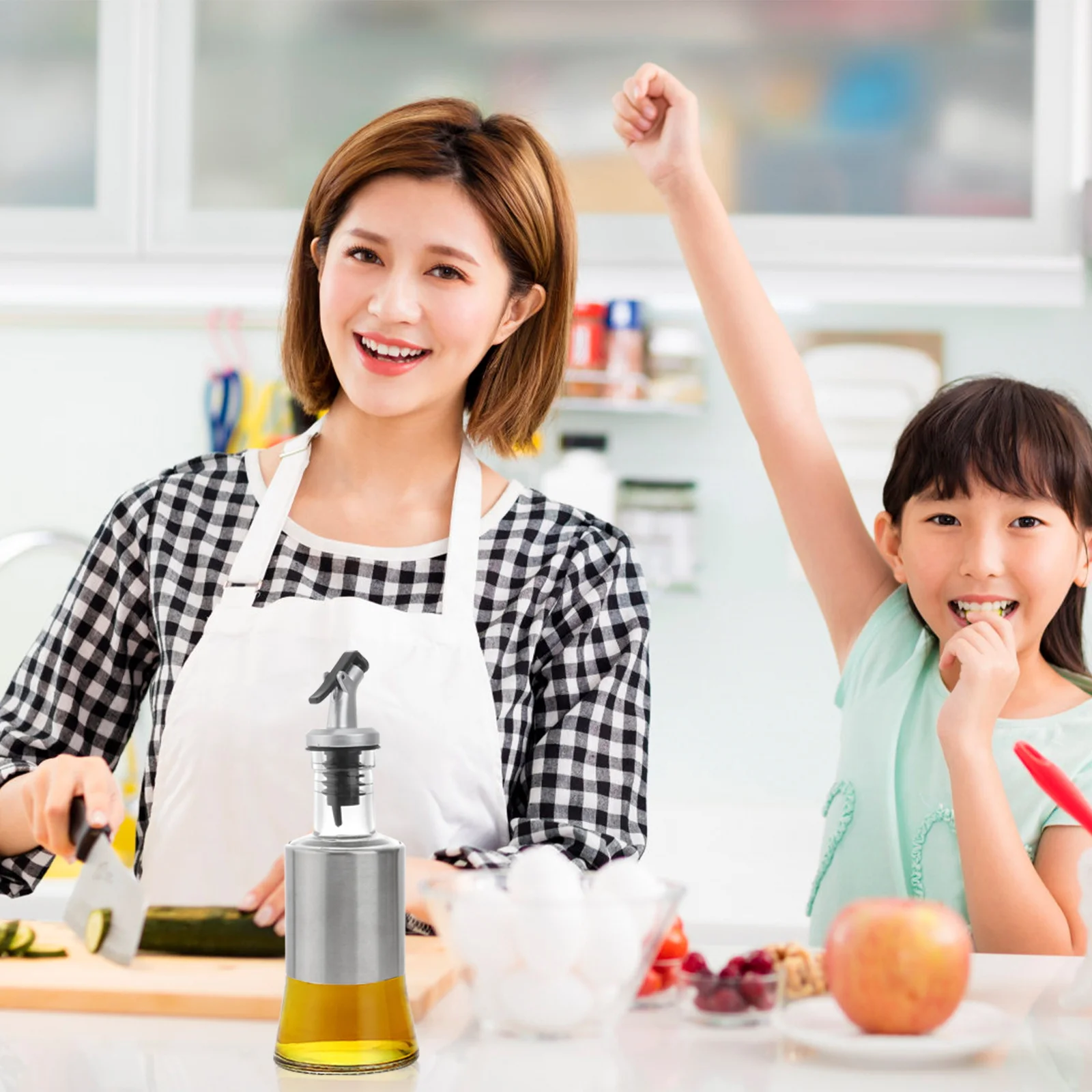 

2Pcs Glass Oil Bottle Kitchen Seasoning Organizer 200Ml Sealing Liquid Storage Holder Refillable Non Drip Spice Jar for Cooking