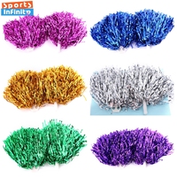 Cheerleading Pom Poms with Handle Cheer Balls Gold Silver Pink Red Green Blue for Hand Dance Women Girl Kids Pompoms Accessories