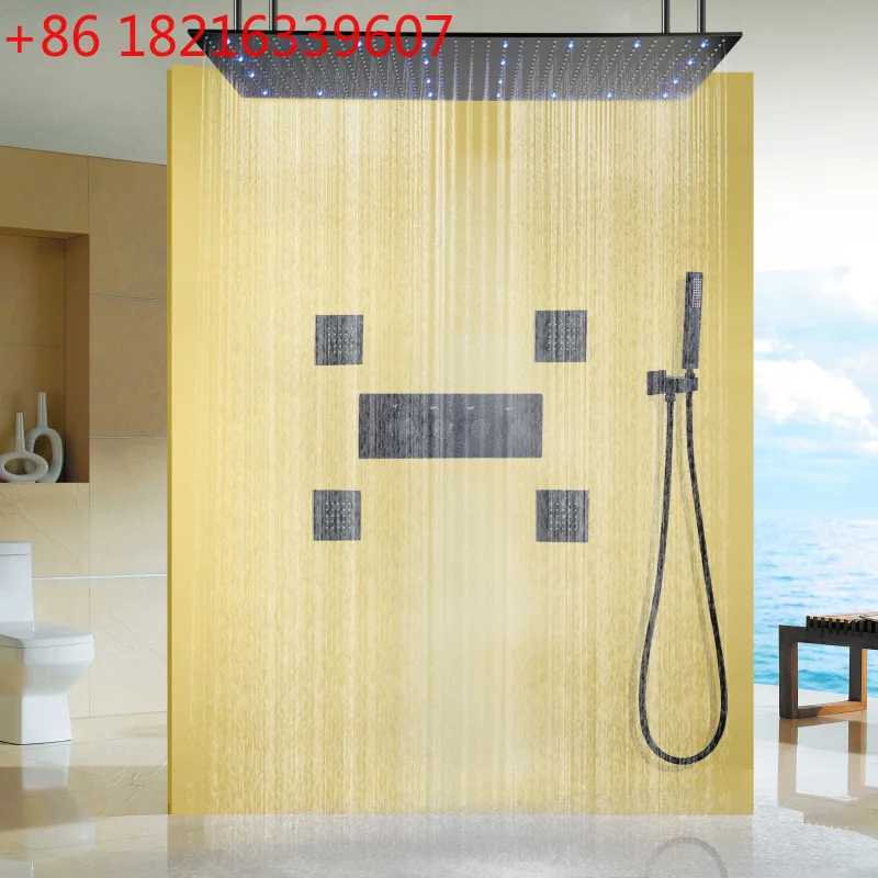 500 * 1000MM square stainless steel ceiling canopy LED luminous constant temperature shower