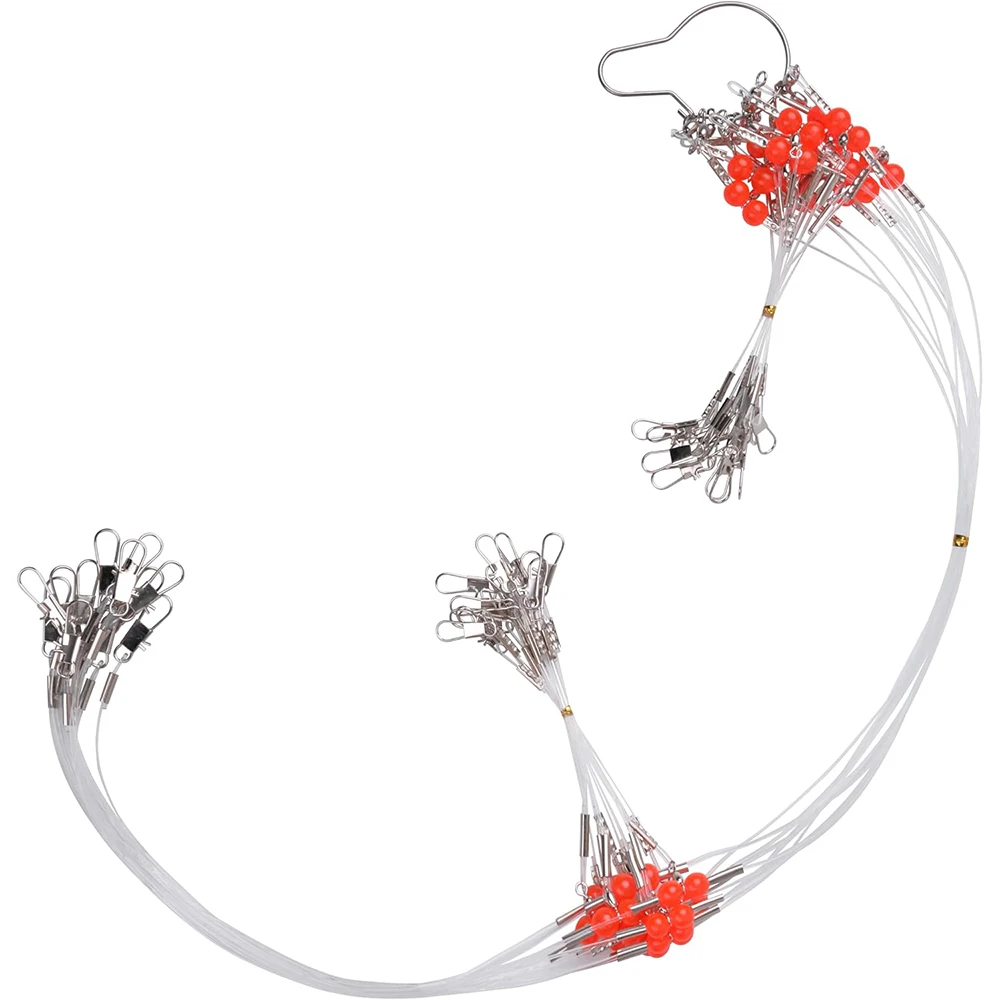 

48Pcs Fishing Leaders Saltwater Fishing Rigs High Strength Fishing Wire Leader Line Rig with Swivels Snap for Lures Bait Hooks