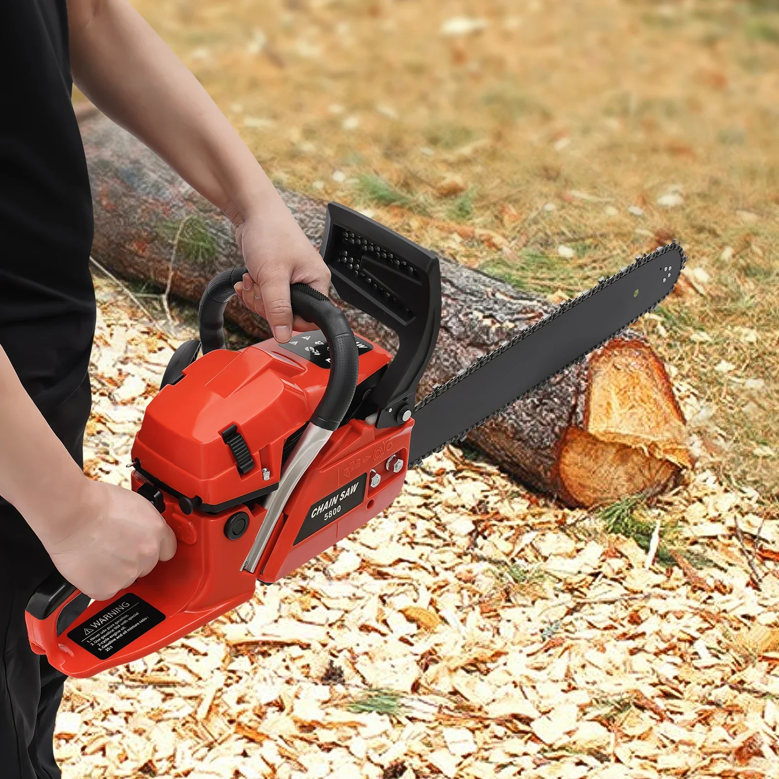 

58CC Gas Chainsaw 2 Stroke Single Cylinder Gasoline Powered Cordless Chain Saws Top Handle Chain Saws for Tree Wood Cutting