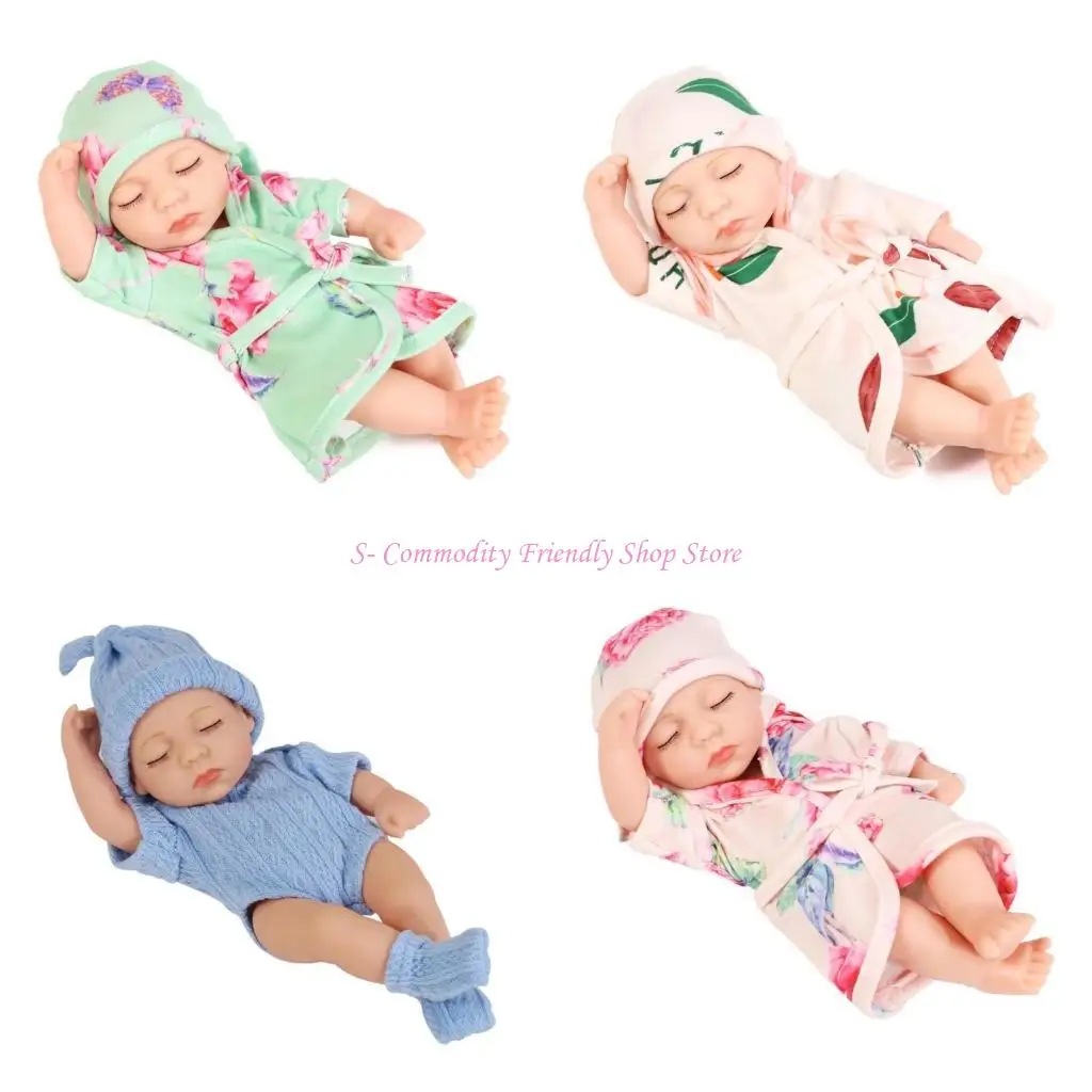 

85AE 7'' Mini Doll Toy Baby Bath-Play Doll Silicone Vinyl Dolls Realistic Doll Children Soothing Toy Education Gift