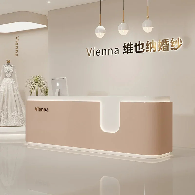 Simple modern wedding shop beauty club front desk clothing store small checkout page counter company reception desk