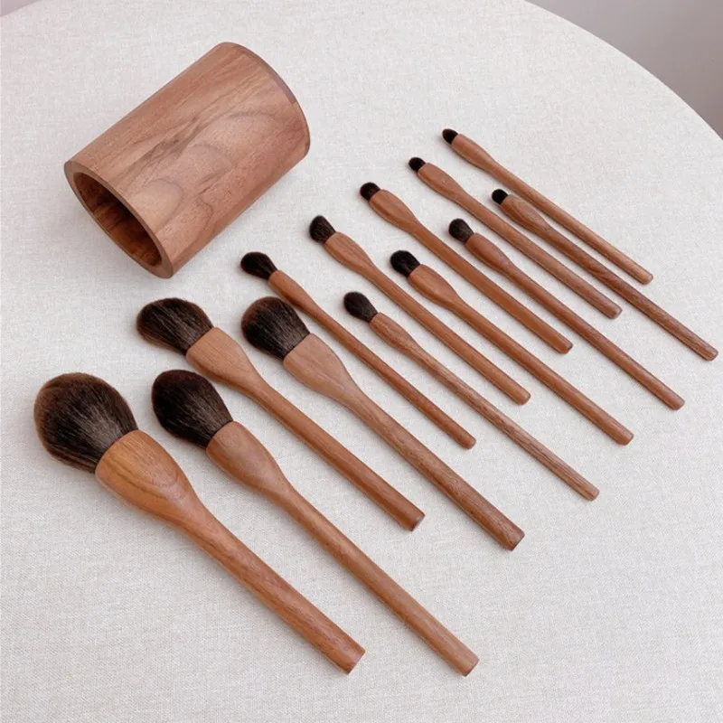 New Walnut Makeup Brushes Set Professiona High Quality Powder Bronze Blending Foundation Sculpting Eyeshadow Cosmetic Brush Kits