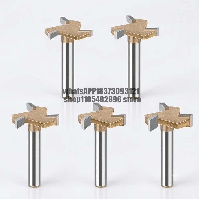 T-shaped cutter three-tooth 1/4 handle open side slot cutter door cover woodworking milling cutter pull