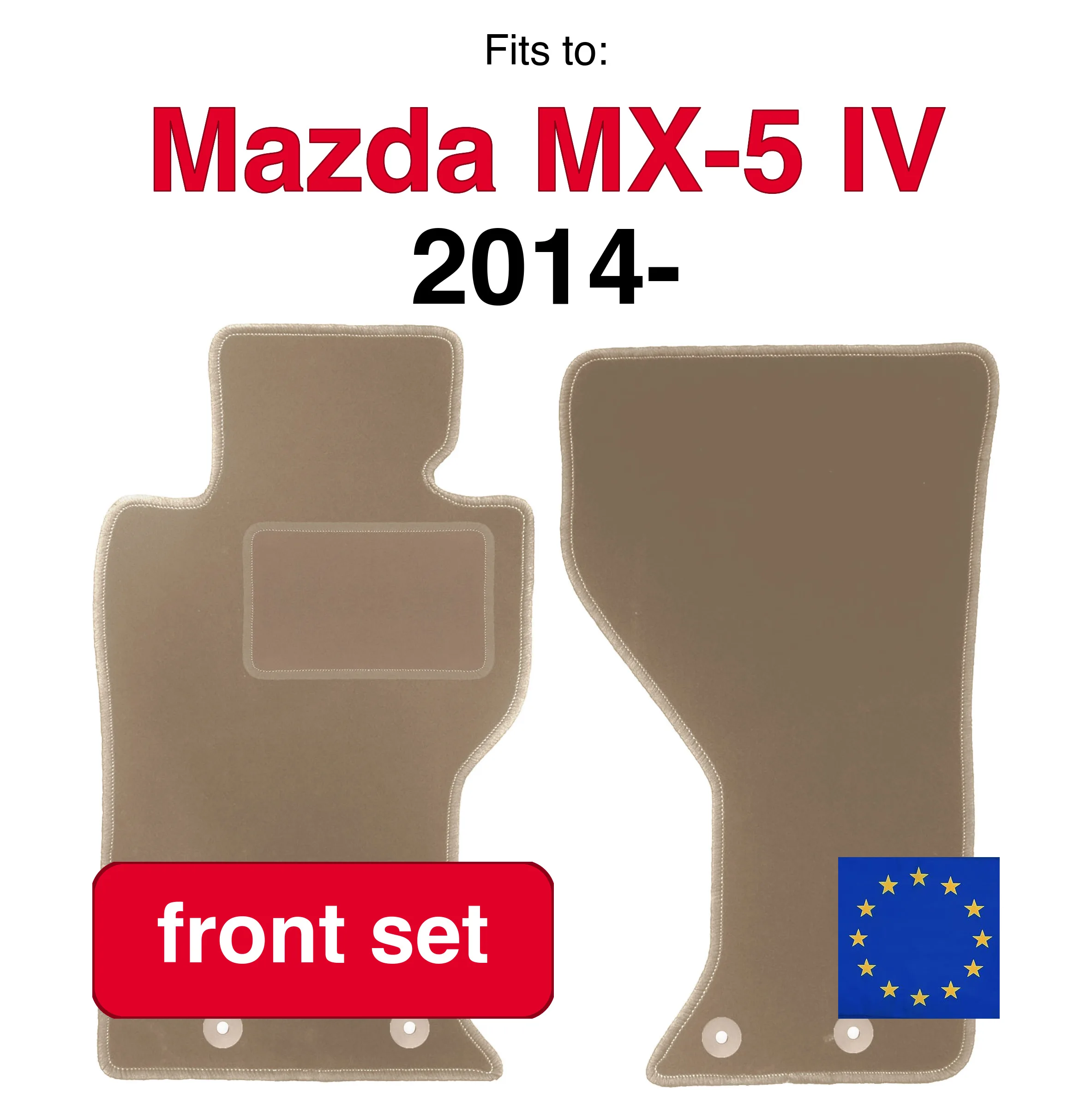 Auto velours vloermatten voor Mazda MX-5 IV coupé, cabriolet (2014-) -beige (2 stuks) set auto vloertapijt vooraan