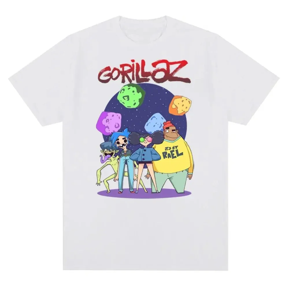 Music band Gorillazs punk rock fashion printed Tshirt 90s retro casual fashion short sleeved plus sizeTshirt suitable for women