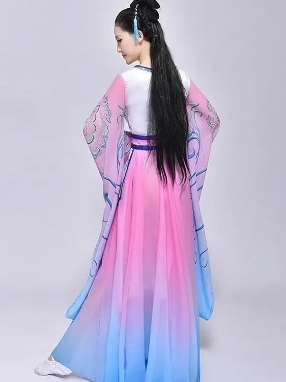 Hada antigua Wu Meiniang Hanfu falda de hada de manga grande estilo chino elegante traje de actuación de danza clásica