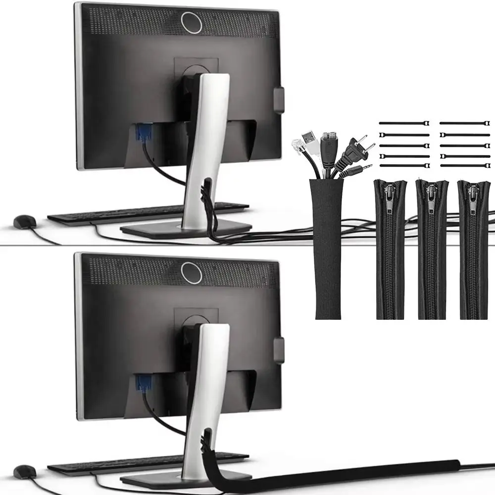 

Data Cable Cable Management Sleeve Neoprene Computer Network Cable Organizer for PC with Zipper Cable Wire Protector